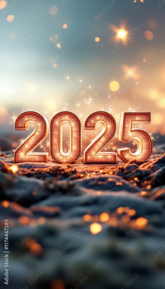 Text "2025" background