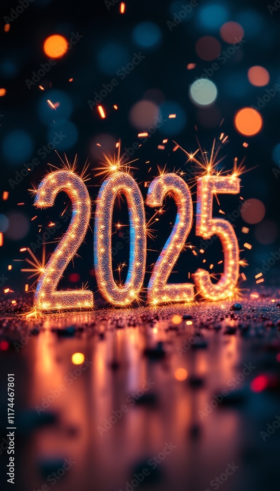 Text "2025" background