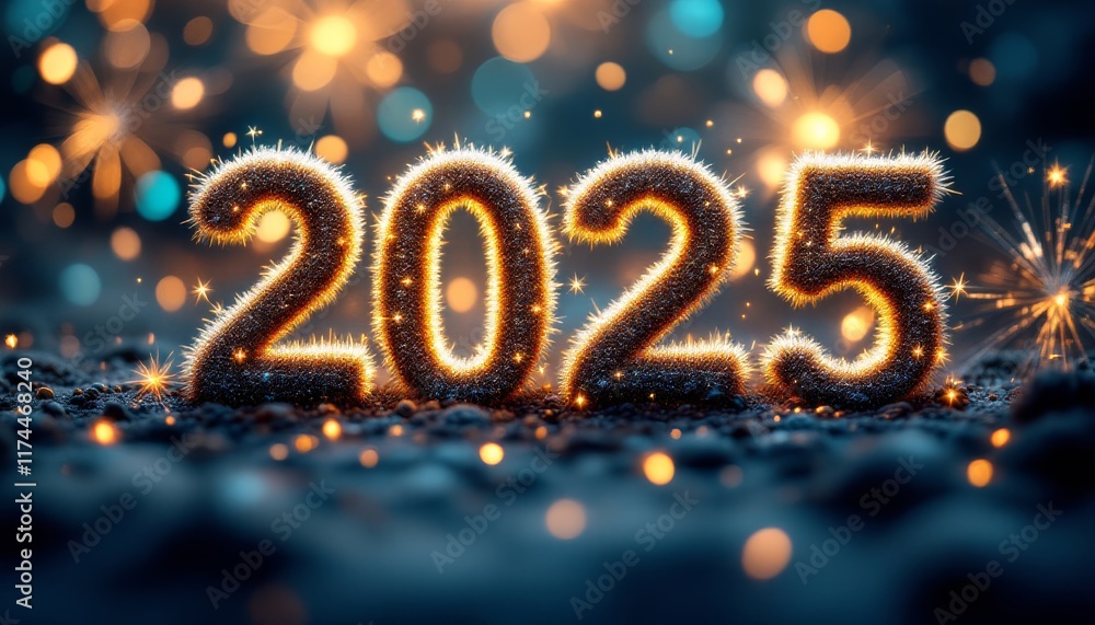 Text "2025" background