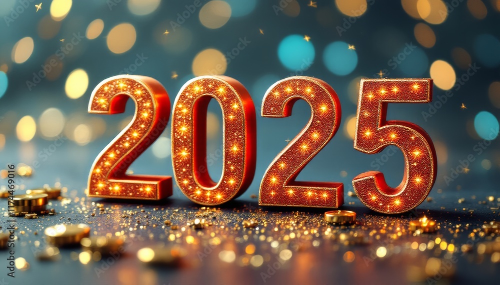 Text "2025" background