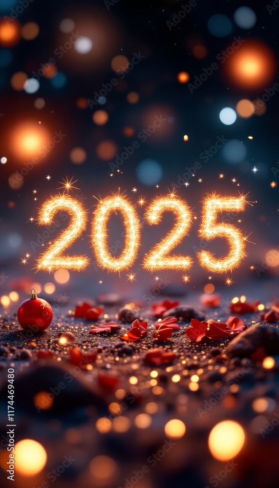 Text "2025" background