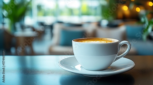 Wallpaper Mural Latte art in a white cup on a table in a cafe. Torontodigital.ca
