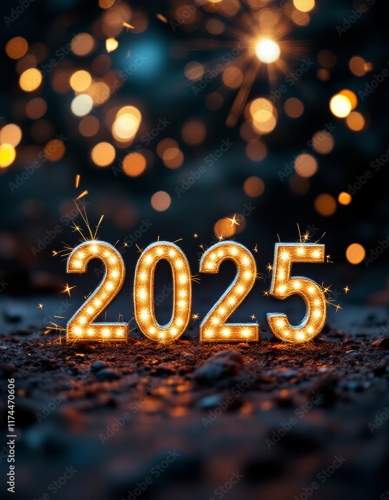 Text "2025" background