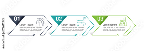 3 process infographic arrows line design template. Planning, Marketing, Strategy and Business presentation. Vector illustration.