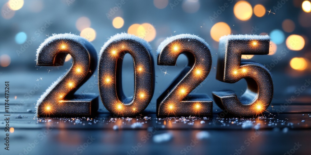 Text "2025" background