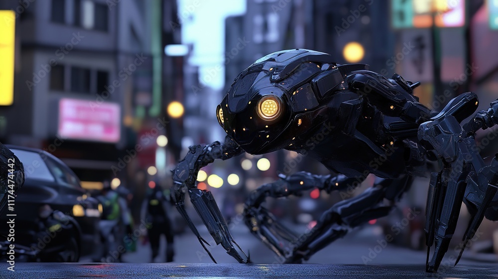 Cyberpunk City Robot: A Futuristic Night Scene Cyberpunk City Robot: A Futuristic Night Scene
