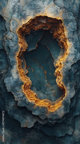 Wallpaper Mural Stunning Aerial Photo: Glowing Volcanic Crater Deep Within Rugged Landscape. AI Generated Torontodigital.ca
