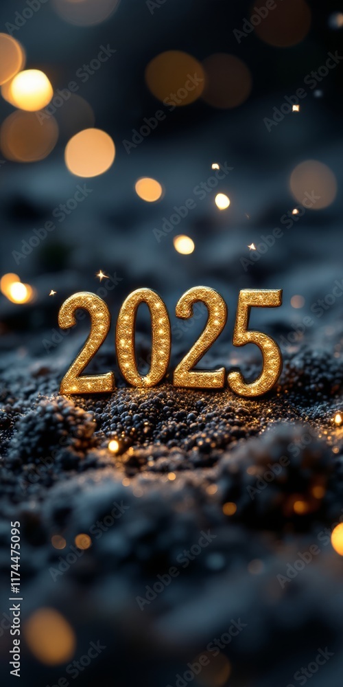 Text "2025" background