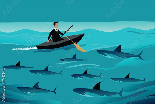 A person confidently striding forward, overcoming obstacles and reaching a peak representing success, highlighting the journey from risk-taking to achievement.