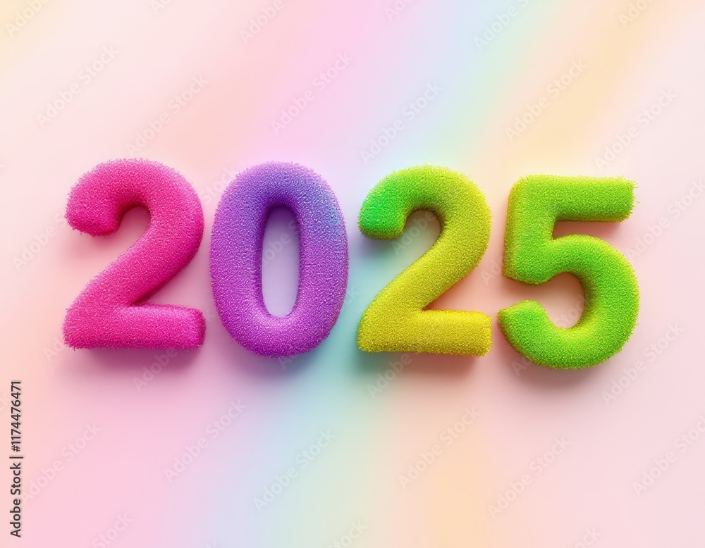 Text "2025" background