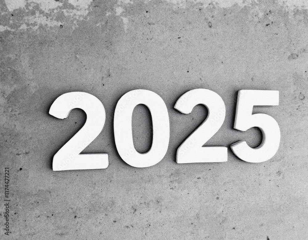 Text "2025" background