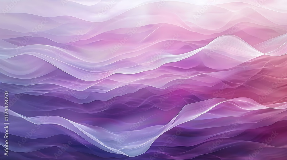 Obraz premium Ethereal purple layered waves provide a soft website header for wellness brands.