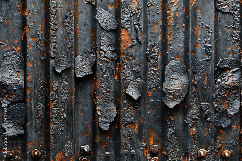 Fototapeta premium Coarse ridged black metal texture