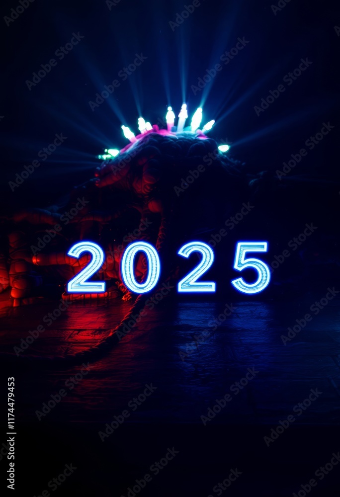 Text "2025" background