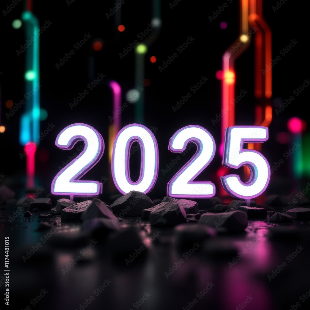 Text "2025" background
