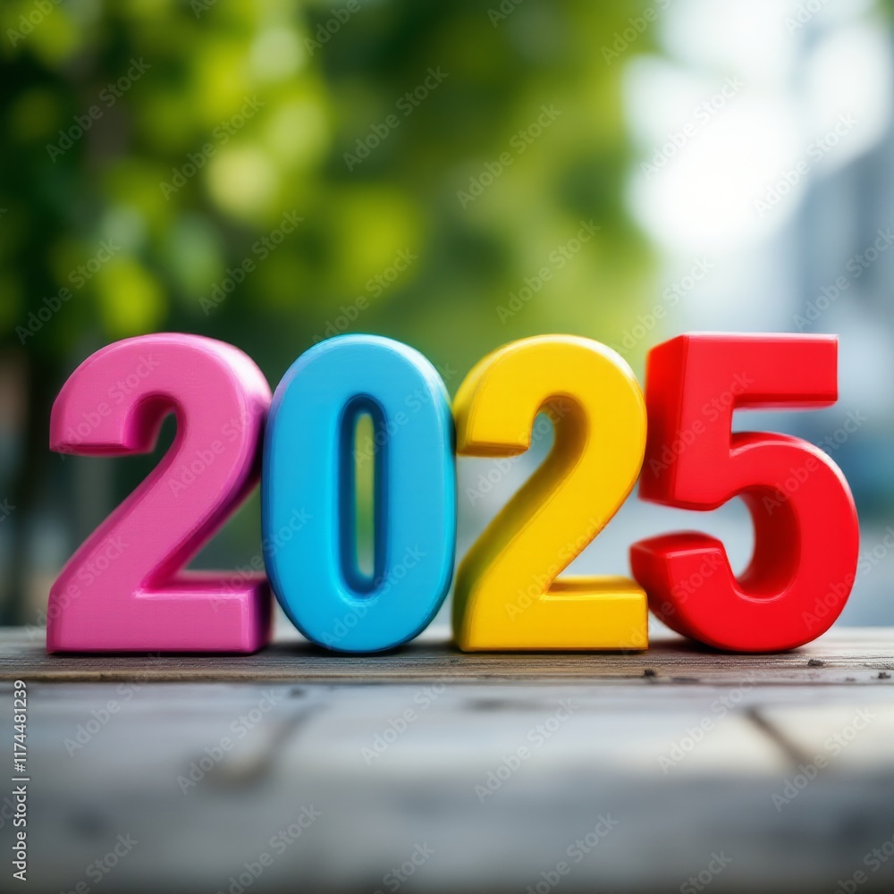 Text "2025" background