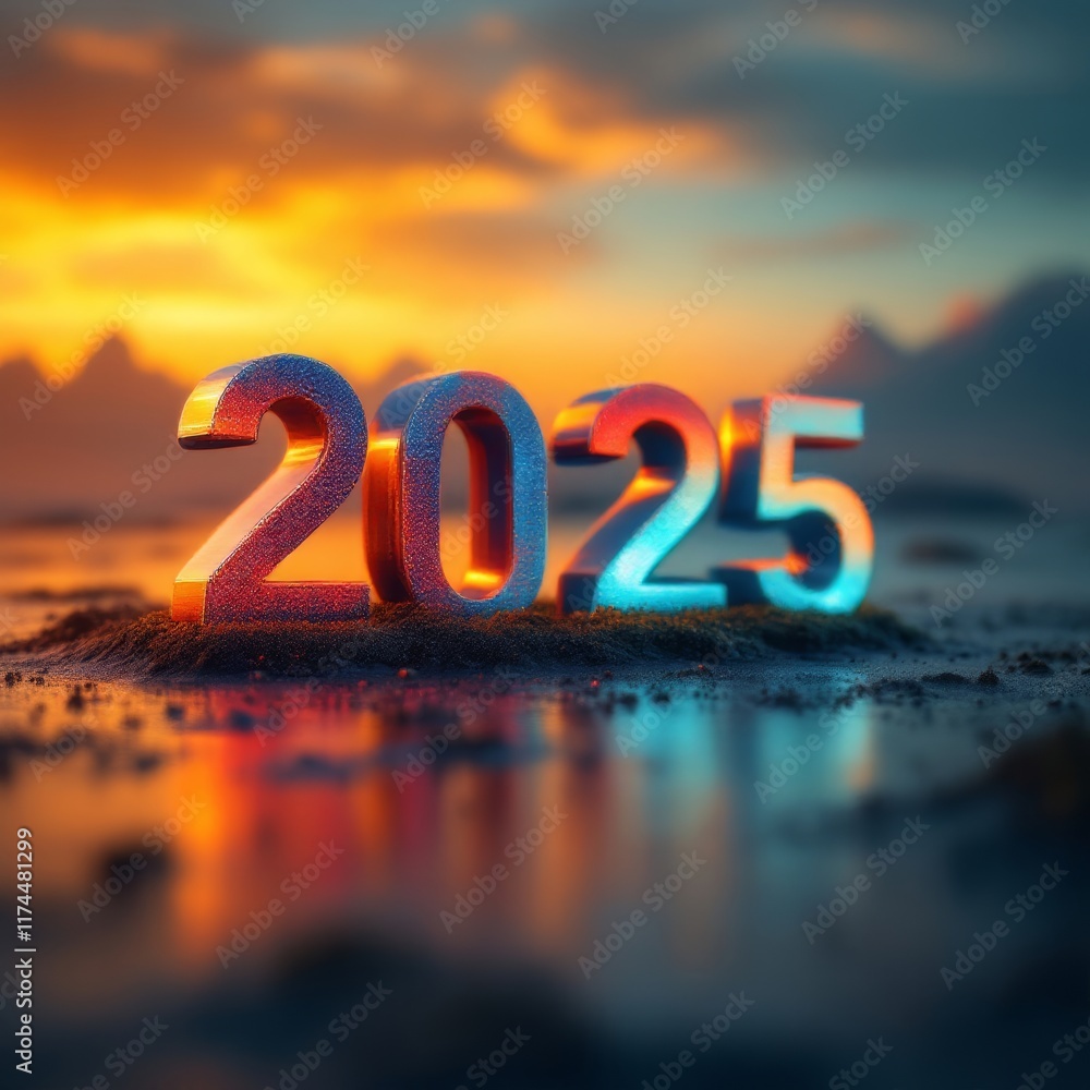 Text "2025" background