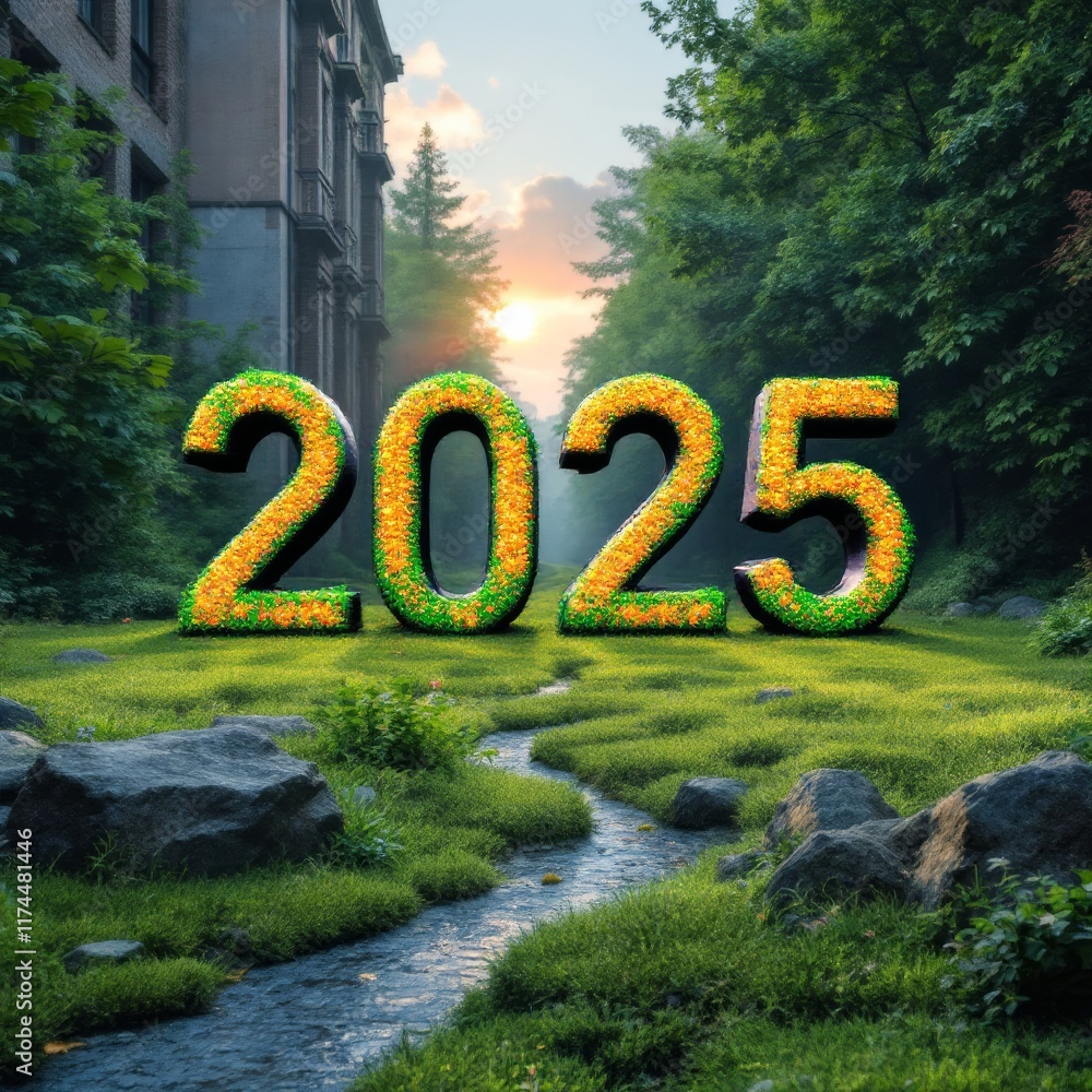 Text "2025" background