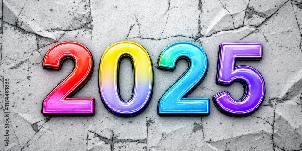 Text "2025" background