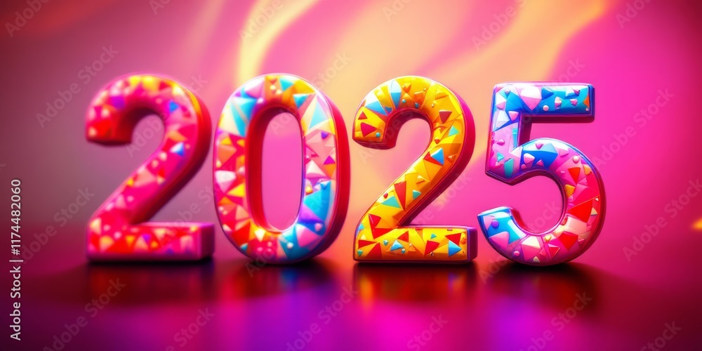 Text "2025" background