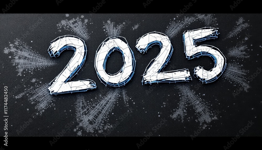 Text "2025" background