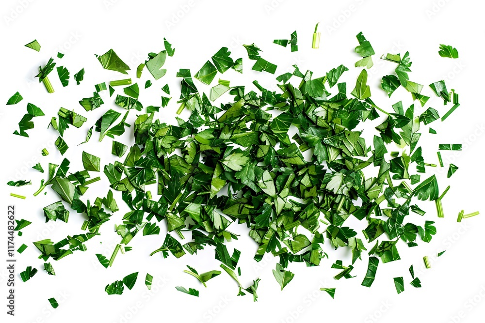 Pile of chopped green onion isolated on white background. Top view. Pile of chopped green onion isolated on white background. Top view.