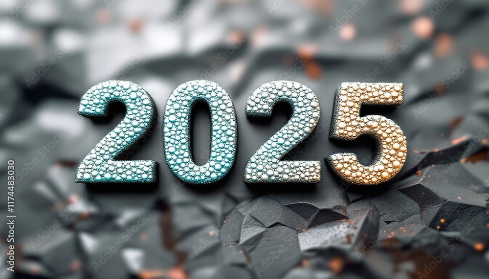 Text "2025" background