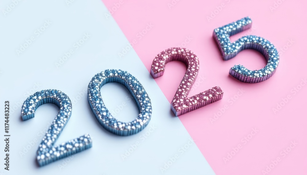 Text "2025" background