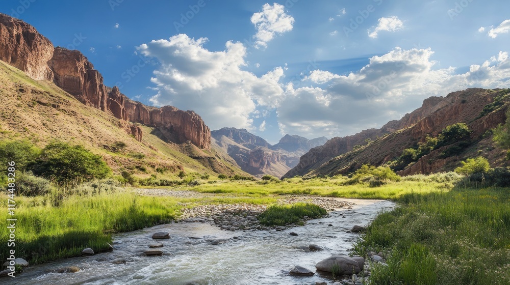 River Flowing Through a Mountain Canyon River Flowing Through a Mountain Canyon