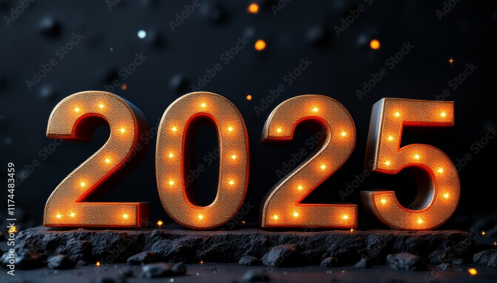 Text "2025" background