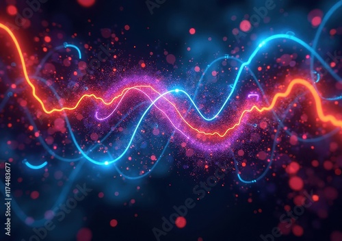 Wallpaper Mural Vibrant waves of abstract light display in digital artwork for energetic atmosphere Torontodigital.ca