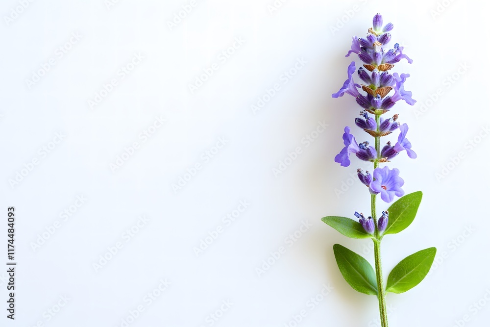 Vibrant Purple Flower with Green Leaves Isolated on Light Background Perfect for Floral Design, Nature Themes, and Botanical Illustrations Vibrant Purple Flower with Green Leaves Isolated on Light Background Perfect for Floral Design, Nature Themes, and Botanical Illustrations