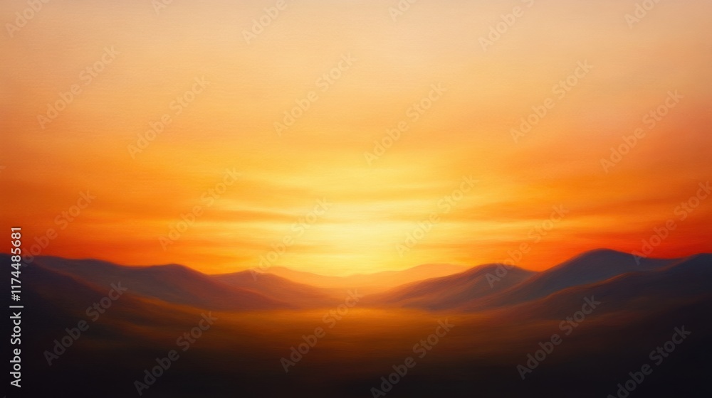 A breathtaking sunrise paints the sky with vibrant orange hues over serene hills, capturing the beauty of a new day.