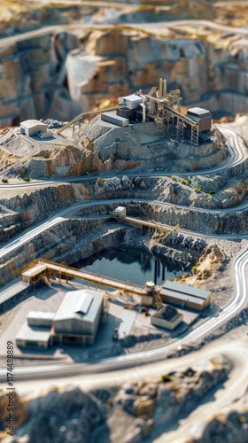 Showcase the economic significance of mining with lifelike 3D models depicting mineral processing facilities and export infrastructure photo