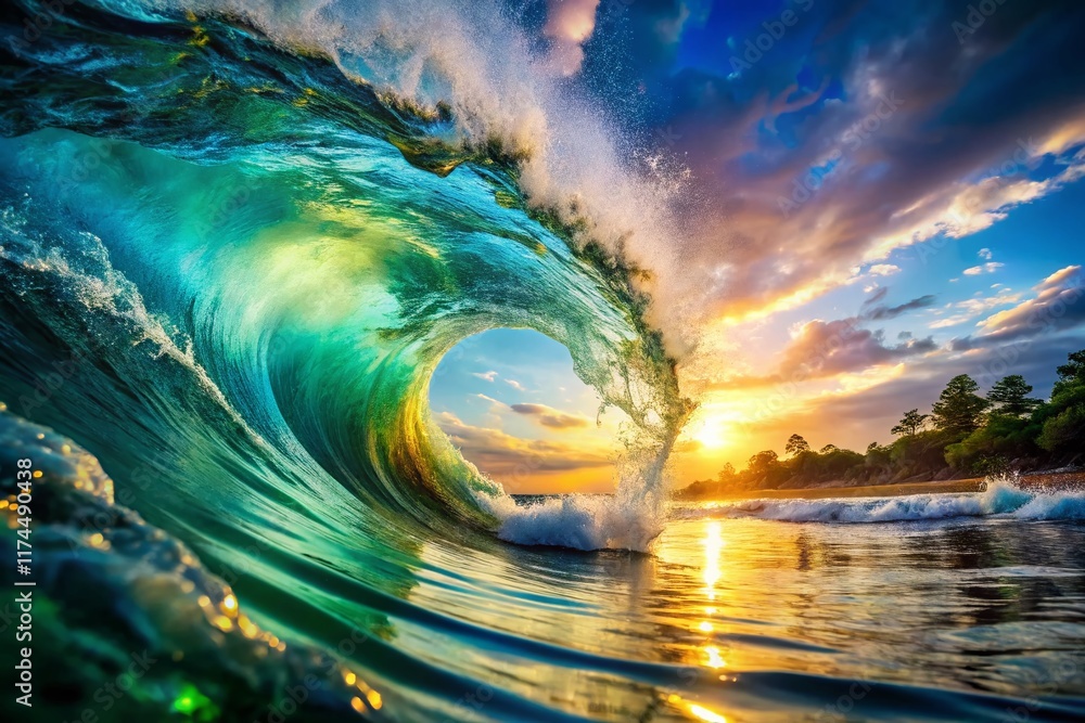 Fototapeta premium Classic Color Fluid Wave Double Exposure Background Stock Photo