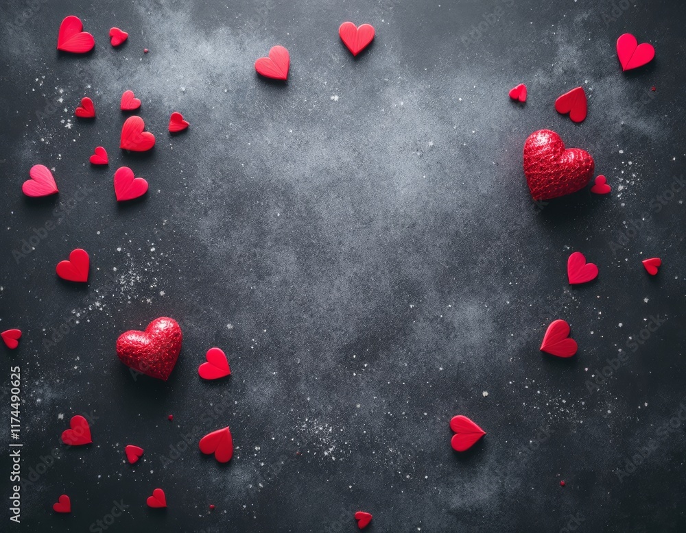red hearts on the snow