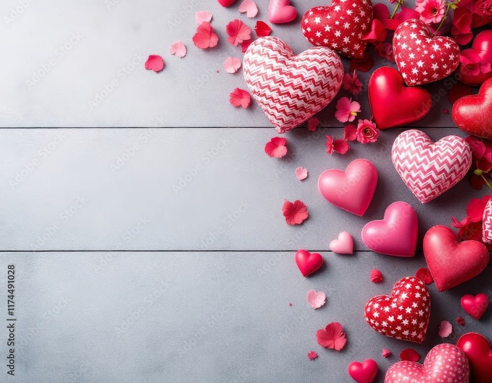 hearts on wooden background
