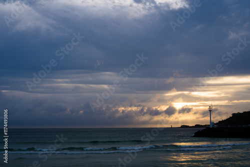 제주도에서 본 아름다운 석양