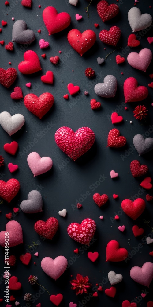 red hearts background