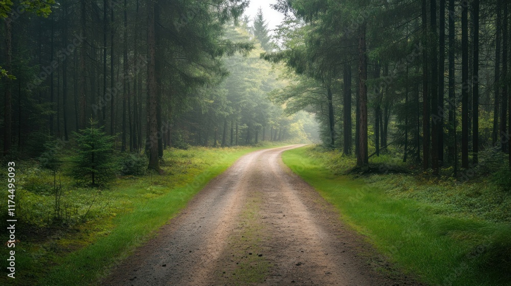 Obraz premium A Winding Path Through a Foggy Forest