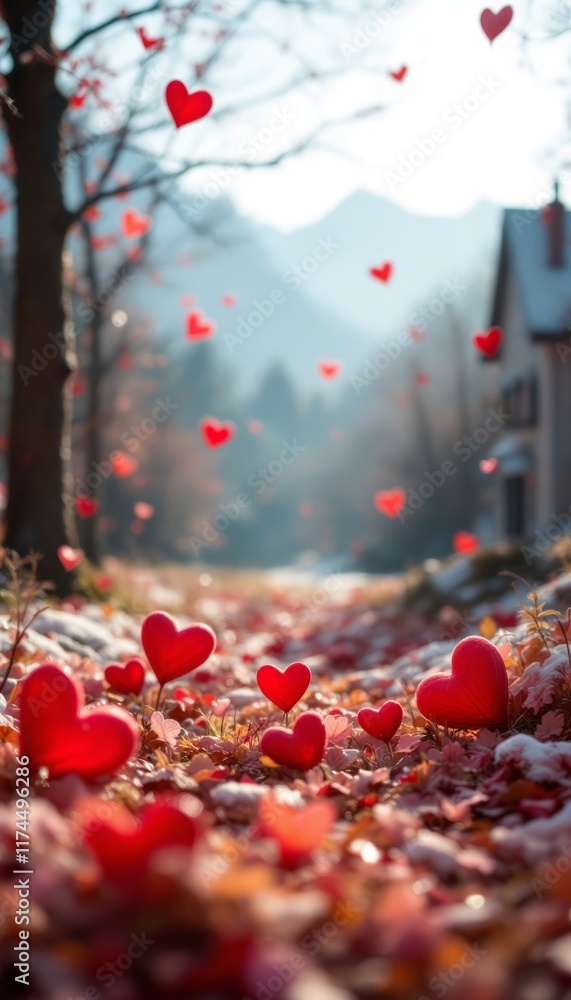 red heart in the snow
