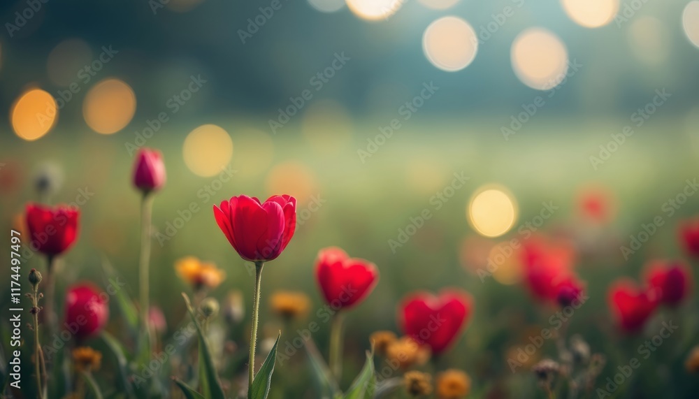 red tulips in spring