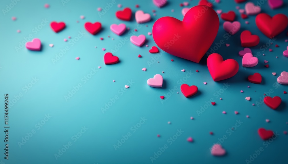 red hearts on a white background