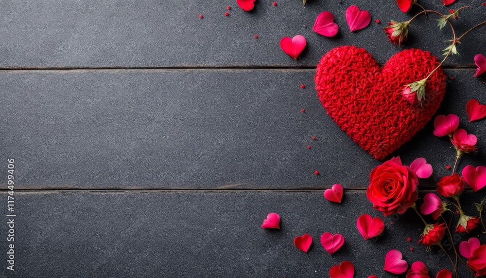 red hearts on a wooden background