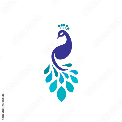 peacock logo design vector, minimalist peacock logo