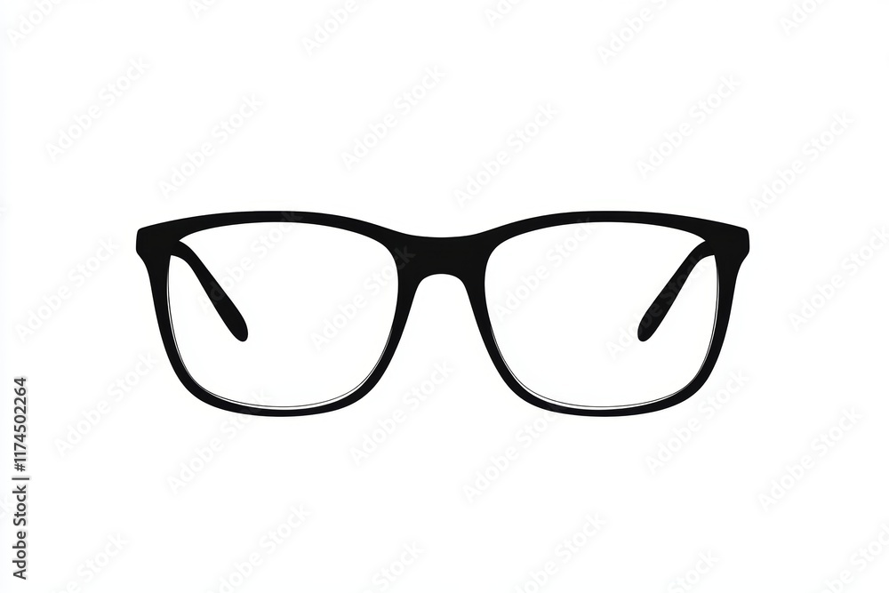 Minimalist black eyeglasses illustration on white background Minimalist black eyeglasses illustration on white background