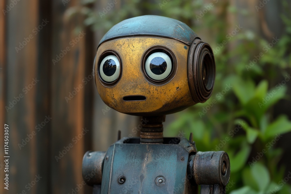 Steampunk-inspired robot with rusted metal textures Steampunk-inspired robot with rusted metal textures