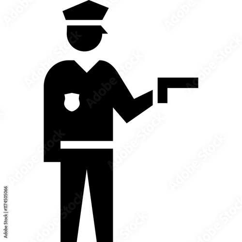 a pictogram police officer holding a gun icon