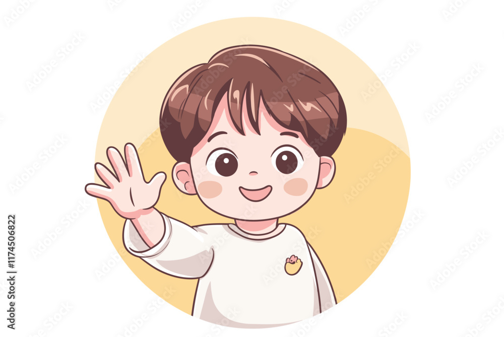 Cute Boy Waving Hand Cartoon Cartoon Vector Icon. Cute Boy Waving Hand Cartoon Cartoon Vector Icon.