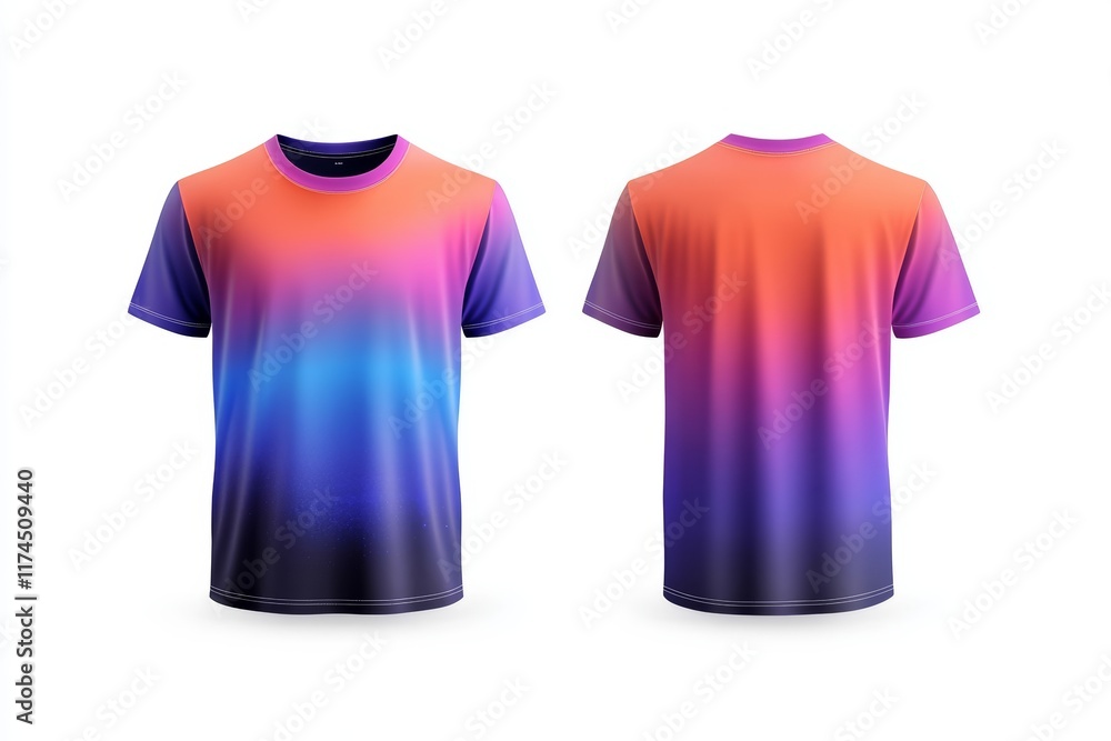 Vibrant gradient t-shirt design: front and back view Vibrant gradient t-shirt design: front and back view